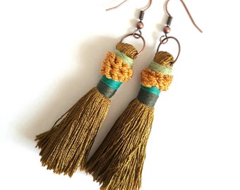 Upcycled vintage TASSEL Earrings with Modern Twist