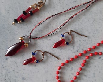 Rubinrotes Modepuppen Schmuck SET - Vampir Halloween