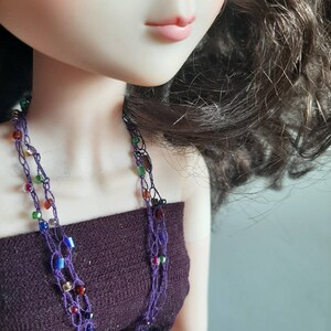 Versatile Violet Beaded Necklace for BJD 13 scale 22inch image 8
