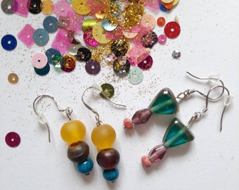 Tutti Frutti - set of 2 glass mini earrings on Sterling Silver