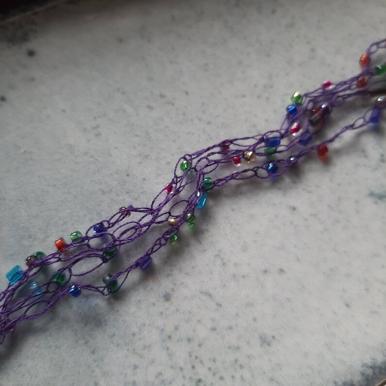 Versatile Violet Beaded Necklace for BJD 13 scale 22inch image 2