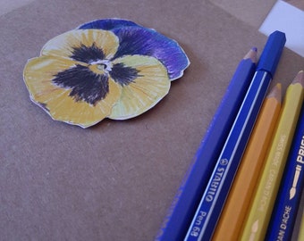 PANSY - Original Mini Art on 3D card - free UK delivery
