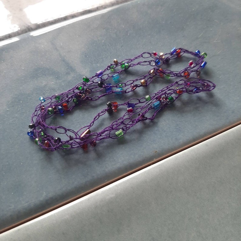 Versatile Violet Beaded Necklace for BJD 13 scale 22inch image 4