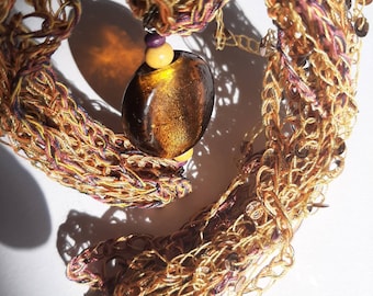 Honig Ingwer Candy häkeln Baumwolle Halskette