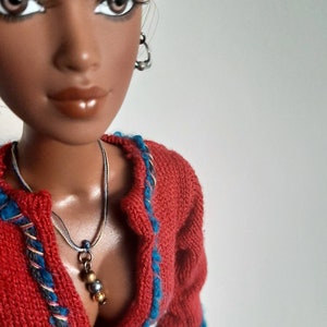 Jewellery SET in Copper and Indigo pendant necklace and earrings for 1:6 and 16 dolls image 5