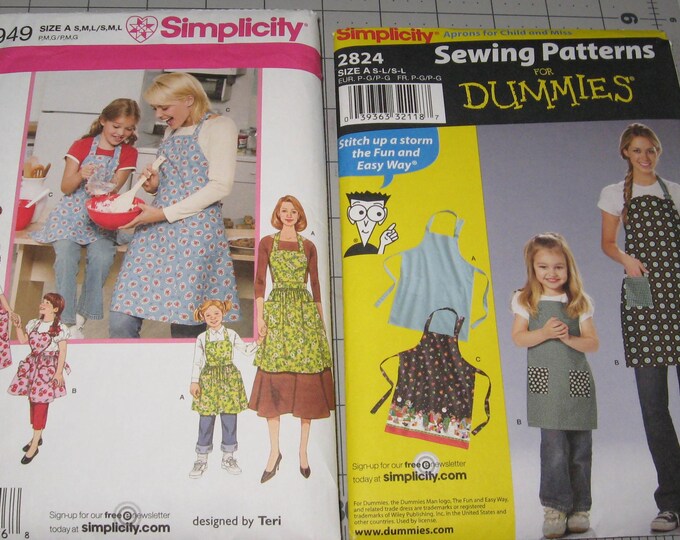 2 Child Adult Apron Sewing Patterns Simplicity 3949 Simplicity 2824 - Etsy