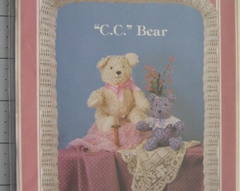 Stuffed Animal bear Pattern from Cottage Crafts from 1990 uncut factory folds 2 sizes