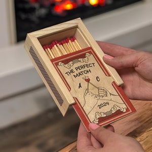 PERSONALIZED Couples Matchbox Wood | Custom Wood Matchbox for Couples | Engagement Gift | The Perfect Match | Wedding Gift