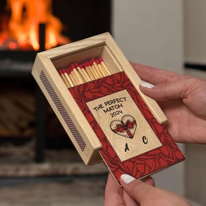 Personalized Couple’s Matchbox | Custom Wood Matchbox Gift | Wedding Keepsake | Engagement Gift for Couples
