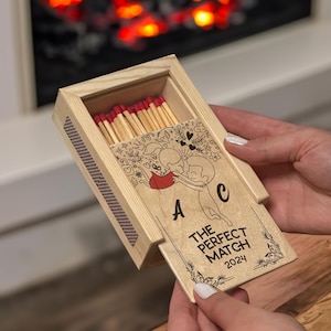 Handcrafted Wooden Matchbox for Couples | Personalized Keepsake Gift | Unique Wedding & Engagement Present