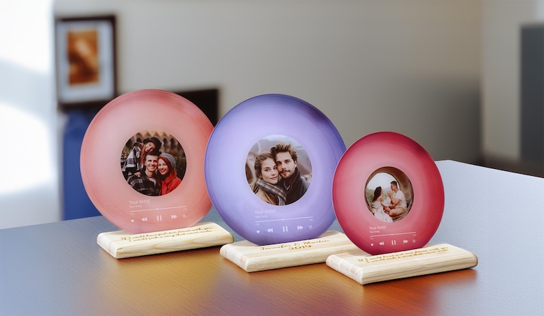 Personalized Vinyl Record Custom Song Plaque With Engraved Stand Print ...