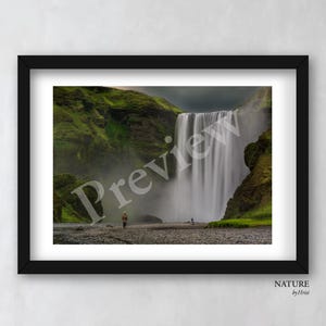 Waterfall Print, Iceland Landscape Photography, Nature Wall Art, Skógafoss Waterfall