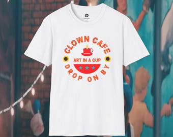 Clown Cafe T-Shirt, Spooky Coffee Graphic Tee