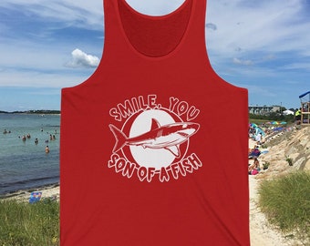 Jaws Shark Tank Top, Son of a Fish, Ocean Lover Apparel