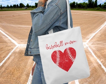 Baseball Mom Canvas Tote Bag, 5-Color Straps