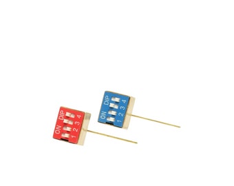 Electronic Component (Red&Blue) Earrings - Brass