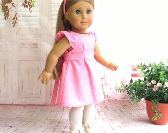 1970s Era Spring Summer Dress and Headband for 18 inch Doll