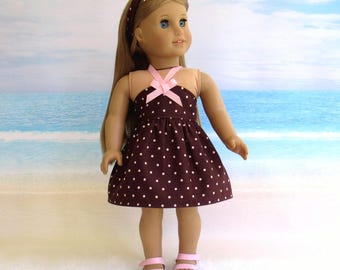Polka Dot Summer Sundress with Matching Headband for 18 inch Doll
