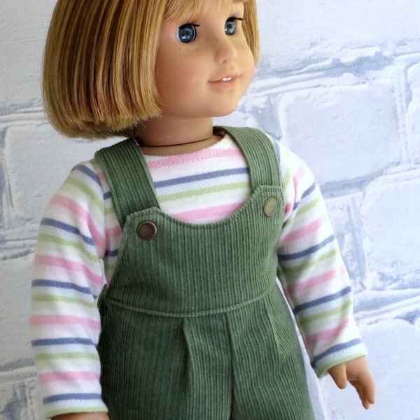 Combinaisons Corduroy avec haut rayé, 18 pouces Doll Clothes Upcycled Gymboree Snow Princess