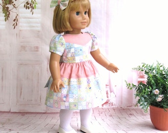 1940s Era Easter Doll Dress with Matching Hairbow for 18 inch Doll