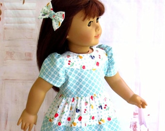 1940s Summer Dress and Matching Hairbow fits 18 inch Doll