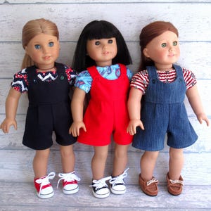 4th of July Doll Outfit: Handmade Patriotic Overalls for 18 inch Dolls