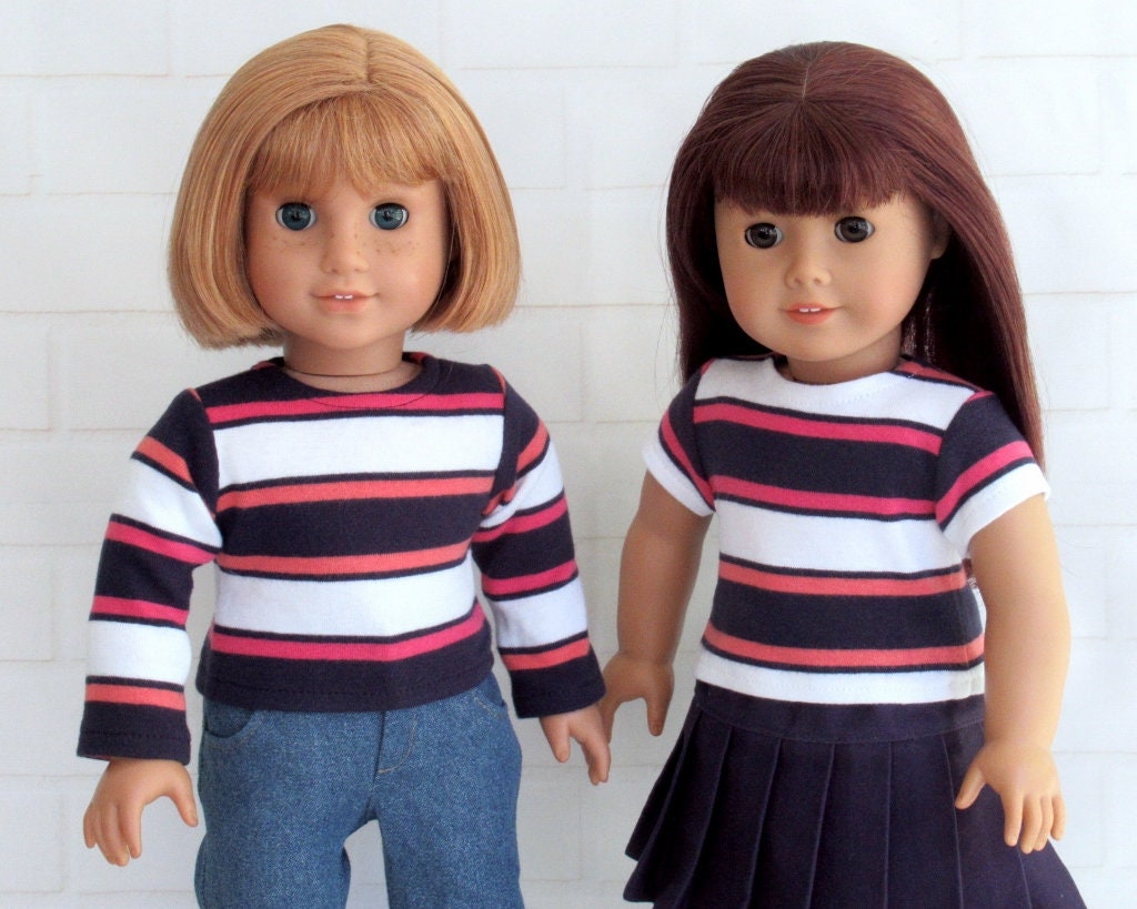 Bold Stripe Doll Tee Shirt 18 inch Doll Clothes Long or Short Etsy