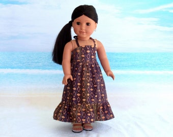 Batik Print Maxi Halter Dress, 18 inch Doll Clothes Kanani Beach Outfit