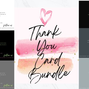 Lot de cartes de remerciement pour petite entreprise | Modifiable et imprimable sur Canva