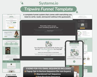 Tripwire-trechtersjabloon van Systeme.io voor coaches met stapsgewijs kopieersysteem en e-mailsequenties