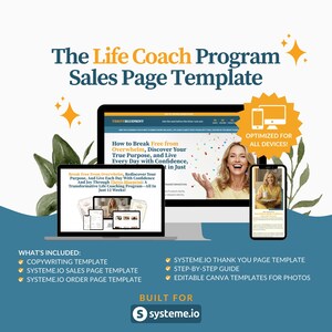 Growth Mindset Coach Course Creator Systeme io Template | Product Sales Page Coaching Templates | Course Landing Page Funnel Template