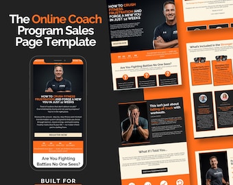 Sjabloon verkooppagina voor mannelijke coaching | Systeme.io-trechter (digitale download)