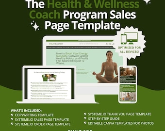 Wellness Coach Sales Funnel Template: Systeme.io Website (Digital Download)