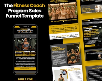 Fitness Coaching Sales Funnel Template: Systeme.io Website Design (Digital Download)
