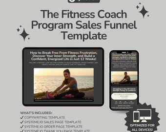 Fitness Coach Sales Funnel Template: Systeme.io Website & Landing Page (Digital Download)
