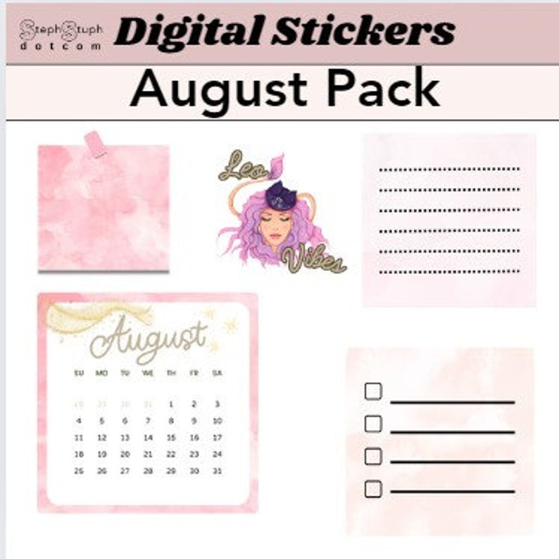 August Digital Sticker Pack - Etsy