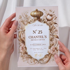 Perfume No. 5 Inspired Sweet 16 Invitation: Editable 5x7 Template (Digital)