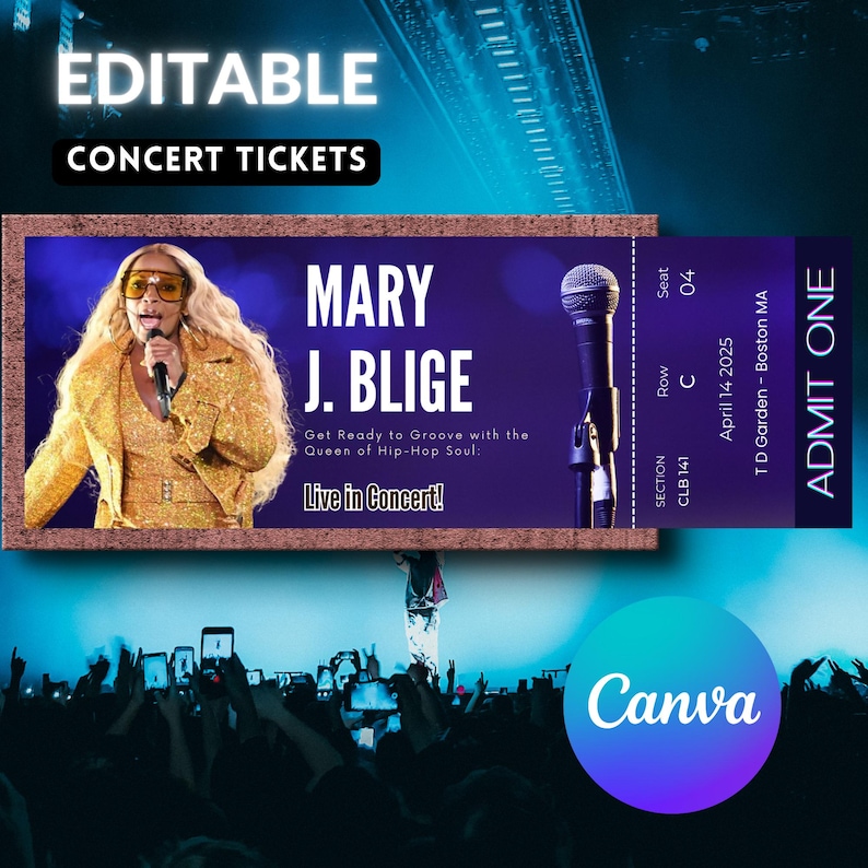 Custom Concert Ticket, Ticket Template, Personalized Event Ticket ...