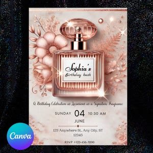 Perfume No. 5 Inspired Sweet 16 Invitation: Editable 5x7 Digital Template