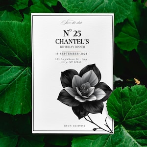 Designer Invitation Template Editable Design, Luxury High End Perfume No 5 Invite for Sweet 16 Birthday, Editable Digital Save the Date
