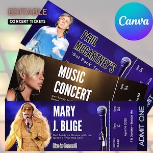 Benutzerdefinierte Konzertkarte, Ticketvorlage, personalisiertes Ereigniskarte, Überraschungskarte, Ticketmaster Fake-Konzert, bearbeitbar und druckbar