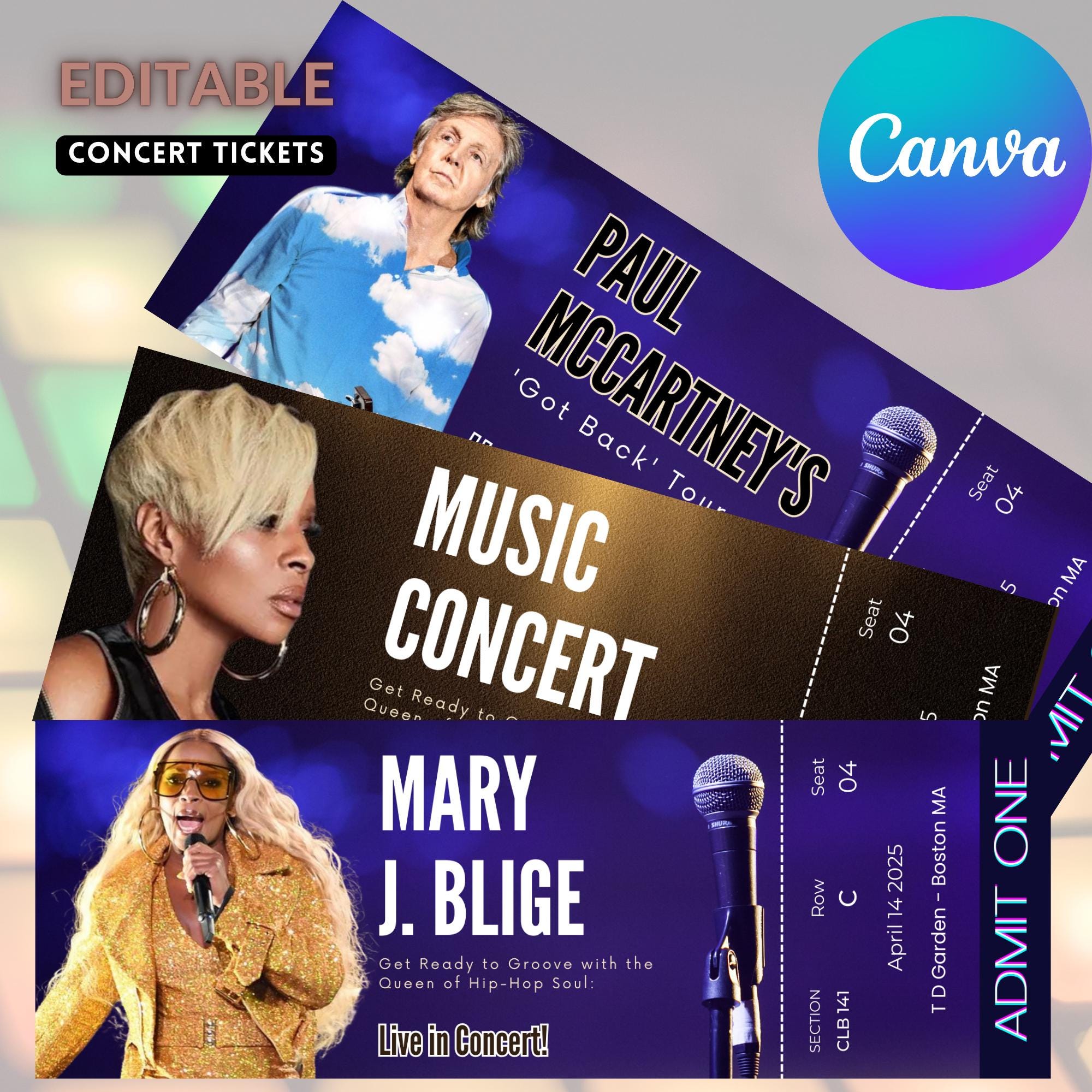 Custom Concert Ticket, Ticket Template, Personalized Event Ticket ...