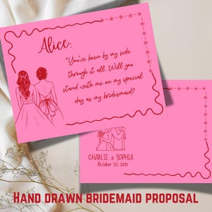 Modelo de cartão de proposta de madrinha personalizado desenhado à mão, você será minha madrinha de honra para impressão, cartão de proposta pré-casamento faça você mesmo