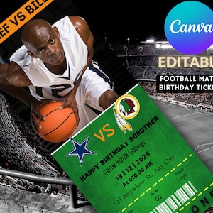 Editable Basketball Ticket Template, Custom Sports Game Gift Ticket, Surprise Basketball Game Ticket, Canva Template for Print or Download
