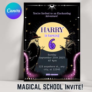 Magical Wizard Birthday Invitation: Editable Witchcraft Party Invite (5x7 inch)