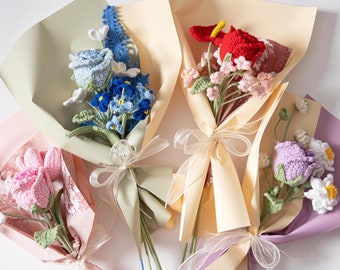 Handmade Crochet Rose Bouquet: Realistic Bourbon Rose Love Letter
