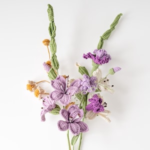 Tige florale de glaïeul au crochet : composition florale faite main