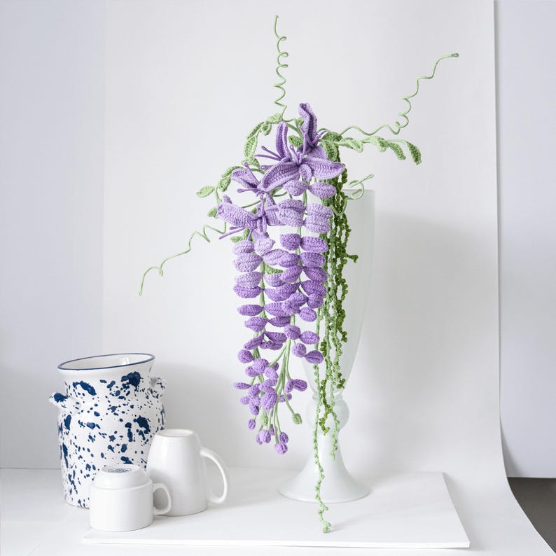 Wisteria realistic Crochet Flower: Customized Build-your-own bouquet and Table Centrepiece image 3