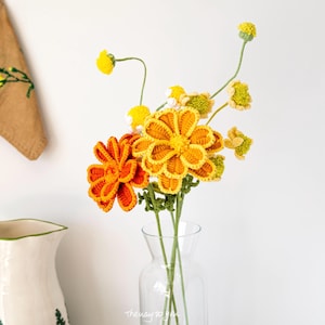 Handmade Crochet Marigold Flower: Boho Bouquet Stem