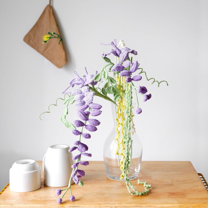 Wisteria realistic Crochet Flower: Customized Build-your-own bouquet and Table Centrepiece image 10